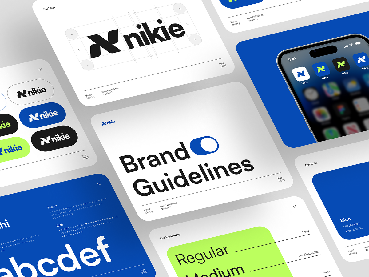 An image featuring the title 'Brand Guidelines' with a display of various logos, symbolizing the foundational elements of a brand's visual identity.